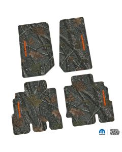 14-18 Jeep JKU 4 Dr Front and Rear -Tire Tread/Scorched Earth Scene w/ Wrangler Insert - Rugged Woods w/ Orange insert