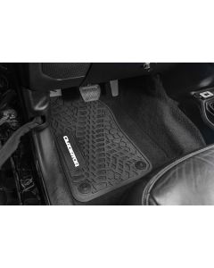 FlexTread  Tire Tread/Scorched Earth Scene Front & Rear Floor Liners with GLADIATOR Logo for 20-24 Jeep Gladiator JT