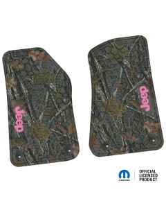 18-24 Jeep JL 2 Dr/Gladiator Front -Tire Tread/Scorched Earth Scene w/ JEEP Insert - Rugged Woods w/ Pink insert