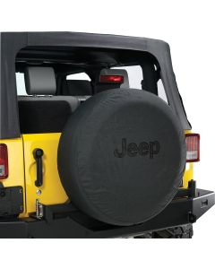 Mopar  Black Denim Jeep Logo Tire Cover  with Black Jeep Logo