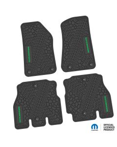18-24 Jeep JLU 4 Dr Front and Rear -Tire Tread/Scorched Earth Scene w/ Wrangler Insert - Black w/ Green Insert