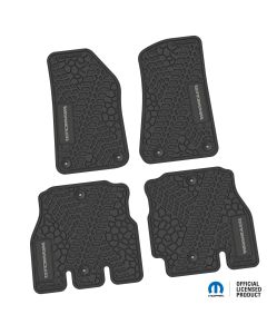 18-24 Jeep JLU 4 Dr Front and Rear -Tire Tread/Scorched Earth Scene w/ Wrangler Insert - Black w/ Silver Insert