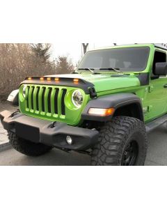 American Modified AMJPCA00204 Front Hood Protector Stone Guard W/ Amber LED Lights for 18-26 Jeep Wrangler JL & Gladiator JT