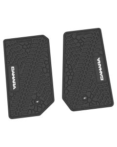 FlexTread  Tire Tread/Scorched Earth Scene Front Floor Liners with SAHARA Logo for 07-18 Jeep Wrangler JK