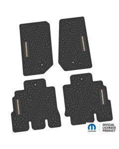 07-13 Jeep JKU 4 Dr Front and Rear -Tire Tread/Scorched Earth Scene w/ Rubicon Insert - Black w/ Tan Insert