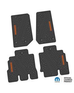 14-18 Jeep JKU 4 Dr Front and Rear -Tire Tread/Scorched Earth Scene w/ Rubicon Insert - Black w/ Orange Insert