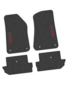 18-24 Jeep JL 2 Dr Front and RearTire Tread/Scorched Earth Scene w/ Wrangler Insert - Black w/ Red Insert
