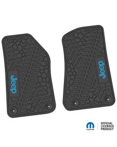 18-24 Jeep JL 2 Dr/Gladiator Front -Tire Tread/Scorched Earth Scene w/ JEEP Insert - Black w/ Light Blue Insert