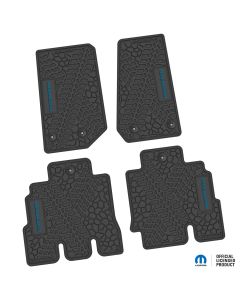 14-18 Jeep JKU 4 Dr Front and Rear -Tire Tread/Scorched Earth Scene w/ Wrangler Insert - Black w/ Dark Blue Insert