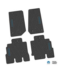 14-18 Jeep JKU 4 Dr Front and Rear -Tire Tread/Scorched Earth Scene w/ Wrangler Insert - Black w/ Dark Blue Insert