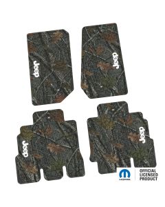 07-13 Jeep JKU 4 Dr Front and Rear -Tire Tread/Scorched Earth Scene w/ JEEP Insert - Rugged Woods w/ White insert