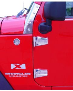 Kentrol  Stainless Steel Door Hinge Set for 07-18 Jeep Wrangler JK 2 Door