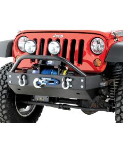 Rock Hard 4X4  Shorty Front Bumper with Lowered Winch Plate for 07-18 Jeep Wrangler JK
