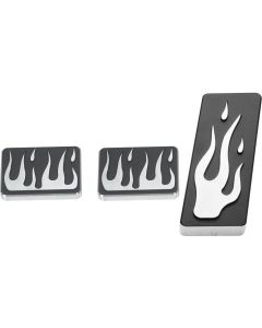BILLET PEDALS 97-06 TJ MAN FLAMES BLK