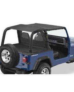 Bestop FTOP BLK Safari Bikini, Duster & Windjammer Summer Combo in Black Denim for 92-95 Jeep Wrangler YJ with O.E. Soft Top