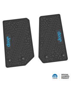 14-18 Jeep JK 2 Dr Front -Tire Tread/Scorched Earth Scene w/ JEEP Insert - Black w/ Light Blue Insert