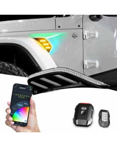 XKGLOW MX-VENT-RGB-KIT XKmax RGB & Amber Fender Vent LED Light with App Control  for 18-26 Jeep Wrangler JL & Gladiator JT