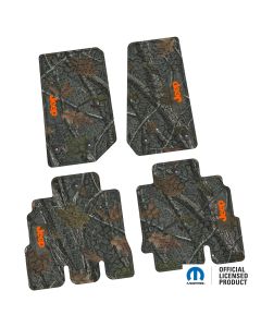 14-18 Jeep JKU 4 Dr Front and Rear -Tire Tread/Scorched Earth Scene w/ JEEP Insert - Rugged Woods w/ Orange insert