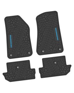 18-24 Jeep JL 2 Dr Front and RearTire Tread/Scorched Earth Scene w/ Rubicon Insert - Black w/ Light Blue Insert