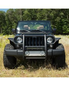 Aries  Pro Series Black Steel Grille Guard with Light Bar for 07-24 Jeep Wrangler JK & JL and Gladiator JT