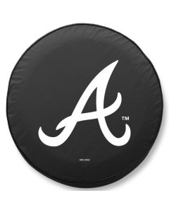 Atlanta Braves Tire Cover - Size O - (21.5"x8") on Black Vinyl