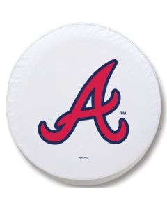 Atlanta Braves Tire Cover - Size E - (29.75"x8") on White Vinyl