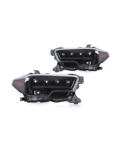 Attica 4x4 CHATT0769-H6-GBC-SQ Apex Series Full LED High/Low beam Sequential HeadLights for 16-23 Toyota Tacoma