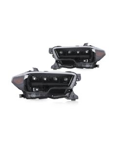 Attica 4x4 CHATT0769-H6-GBC-SQ Apex Series Full LED High/Low beam Sequential HeadLights for 16-23 Toyota Tacoma