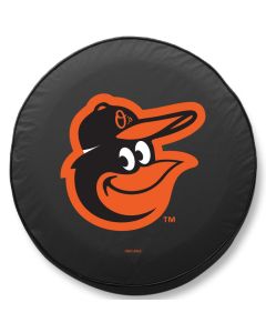 Baltimore Orioles Tire Cover - Size I - (28"x8") on Black Vinyl
