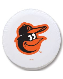 Baltimore Orioles Tire Cover - Size D10 - (30.75"x10") on White Vinyl