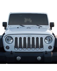 Black Horse Offroad BH-ABS414 Chrome ABS Plastic Mesh Grille for 07-18 Jeep Wrangler JK & Unlimited JK