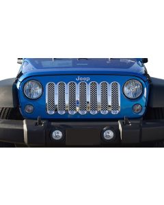 Black Horse Offroad BH-ABS443 1-Piece Chrome Mesh Grille Insert for 07-18 Jeep Wrangler JK