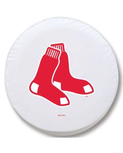 Boston Red Sox Tire Cover - Size J - (27"x8") on White Vinyl