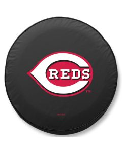 Cincinnati Reds Tire Cover - Size A (34"x8") on Black Vinyl