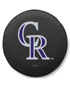 Colorado Rockies Tire Cover - Size F - (29"x8") on Black Vinyl