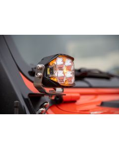 Carnivore J Series 3.5" Aux Pod Light W/Amber with Black Brackets & Wiring Harness