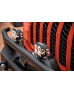 Carnivore J Series 3.5" Aux Pod Light W/Amber with Black Brackets Pair & Wiring Harness