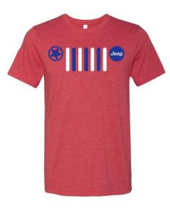Jeep Merchandise  Mens Red White & Blue Jeep Grille Logo Short Sleeve T-Shirt In Heather 