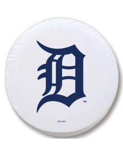Detroit Tigers Tire Cover - Size E10 - (30"x10") on White Vinyl