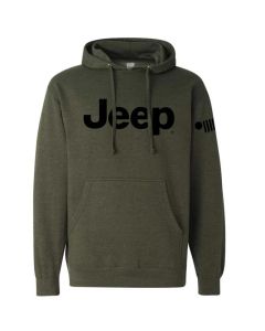 Mens Jeep Text Hoodie - Heather Army Green 2XL