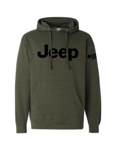 Mens Jeep Text Hoodie - Heather Army Green Medium