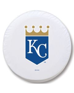 Kansas City Royals Tire Cover - Size A (34"x8") on White Vinyl