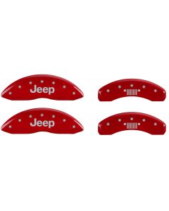 MGP Caliper Covers  Front Jeep Logo with Rear Grill Logo Brake Caliper Covers for 11-19  Jeep Grand Cherokee WK2