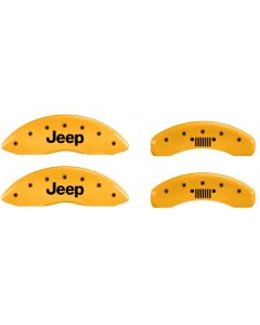 MGP Caliper Covers  Front Jeep Logo Covers with Rear Grill Logo Brake Caliper Covers with Single Piston for 14-19 Jeep Cherokee KL