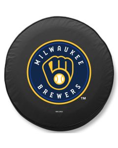 Milwaukee Brewers Tire Cover - Size C - (31.25"x12") on Black Vinyl