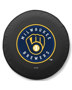 Milwaukee Brewers Tire Cover - Size Large - (31.25x11") on Black Vinyl
