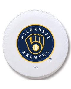 Milwaukee Brewers Tire Cover - Size F - (29"x8") on White Vinyl