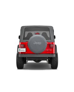 Mopar Jeep Logo Tire Cover in Black Denim with Gray Jeep Logo