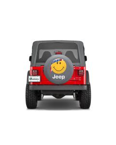Mopar  Jeep Logo Tire Covers in Black Denim with Smiley Face