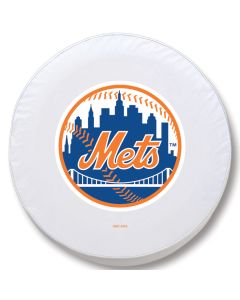 New York Mets Tire Cover - Size C (31.25"x12") on White Vinyl